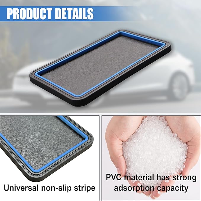 Car Dashboard Anti-Slip Grip Mat, Cell Phone Holder Gel Pad, Multifunctional Dashboard Sticky Pad, Universal Vehicle Interior Accessories for GPS, Keychains, Sunglasses (Blue)