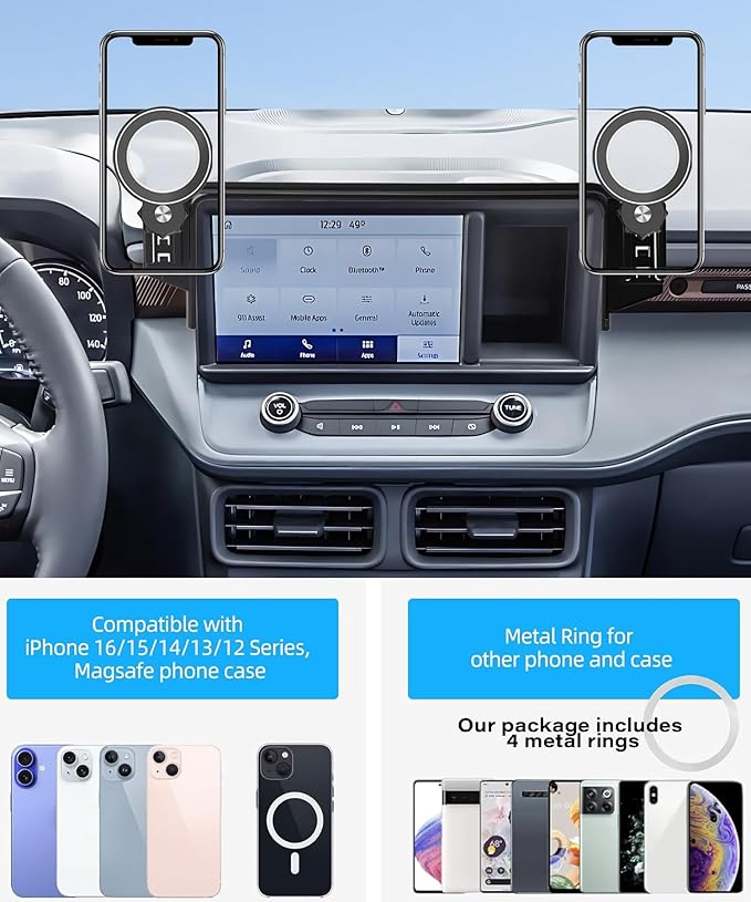 Car Phone Holder for Ford Maverick 2022 2023 2024 Accessories Apply to 8 Inch Touch Screen Fixed Clip Magnetic Cell Phone Mount Hands-Free 360 Degree Rotation