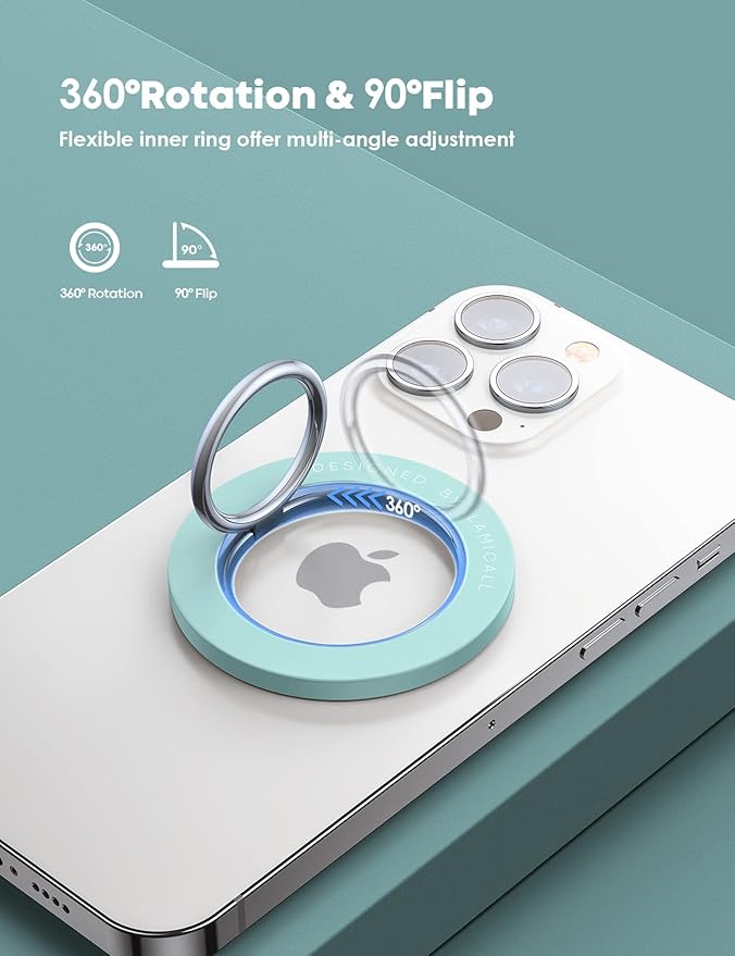 Magnetic Phone Ring Holder for Mag Safe - Lamicall Magnetic Finger Phone Ring Stand Holder, Magnet Ring Grip, Compatible with iPhone 14 Plus 13 12, Pro, Pro Max, Mini, Grass Green