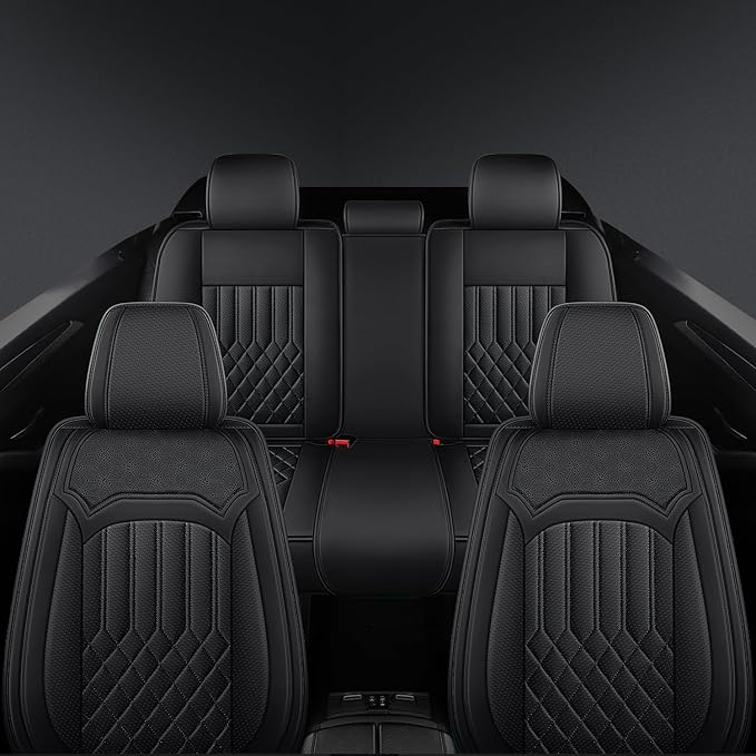 Car Seat Covers for Genesis GV70 2022-2025 2026, Full Set Premium Nappa Leather Waterproof Breathable Anti-Slip Airbag Compatible Car Seats Protector, Soft Car Interior Seats Cover (Black)