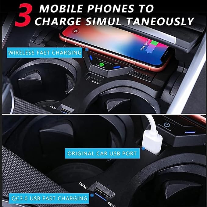 Wireless car Charger Supports Original car with NFC, 15W Fast Mobile Phone Charging Pad for BMW 2 Series (2022-2023) i3/3 Series (2020-2023) i4/4 Series (2021-2023)