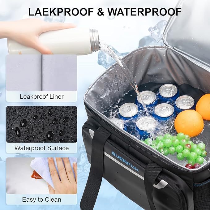 EVERFUN Small Cooler Bag 24/48 Can Insulated Lunch Box Double Deck Soft Leak-Proof Waterproof Collapsible Ice Chest for Men Women Work Travel Car Trip Picnic Beach