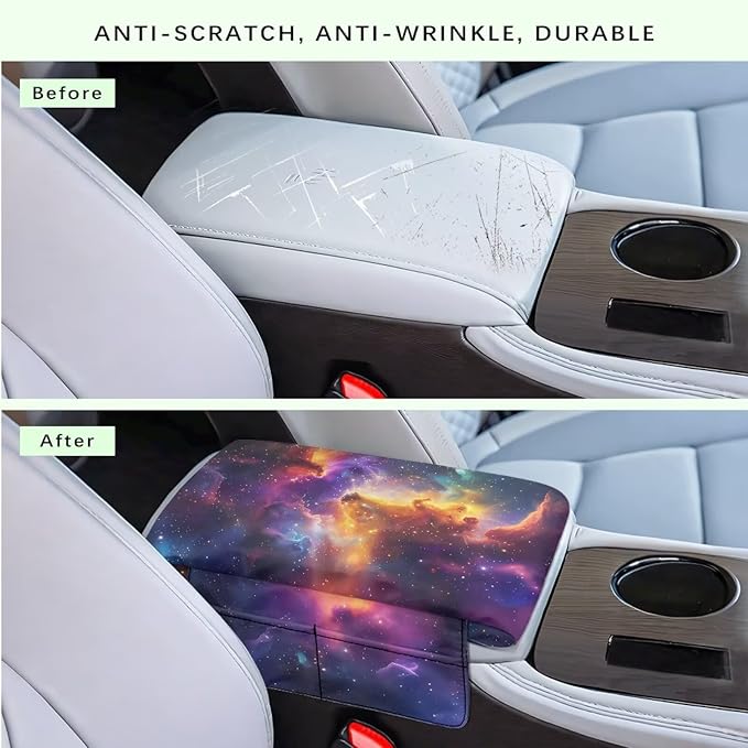 Arm Rest Cover for Car, Starry Sky Armrest Seat Box Cover Car Armrest Protector, Fashion Car Decor Accessories for Most Cars, Vehicles, SUVs