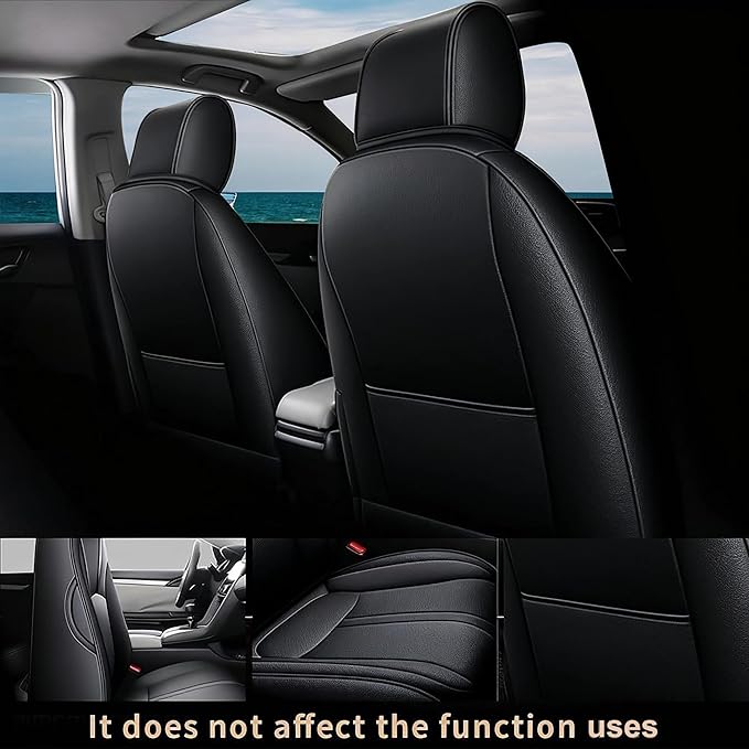 AOMSAZTO Custom Fit Seat Covers for Honda Civic Sedan 2016-2021 (EX Touring,LX-P,Sport) Premium Comfort Faux Leather Car Seat Covers Black
