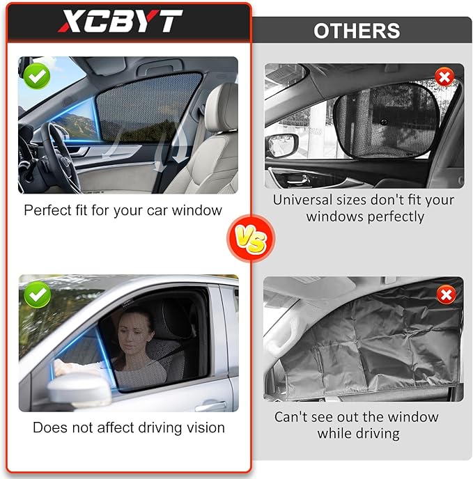 XCBYT Car Window Shades for 2021-2025 Highlander Sun Shade for Car Baby Side Window with Breathable Mesh Blocking 99% UV Glare and Privacy Protection Safe Driving for Napping Camping (4 PCS)