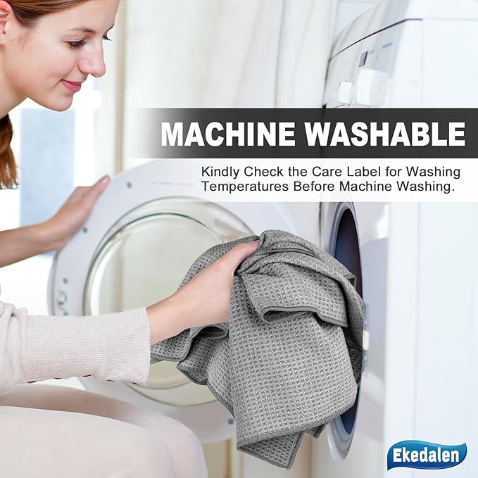 Microfiber Cleaning Cloth Waffle Weave for Dusting Absorbent Towel Quick Drying Dust Rags Household Kitchen, Lint Free Streak Free, 6 Pack,12 x 12 Inches, Grey