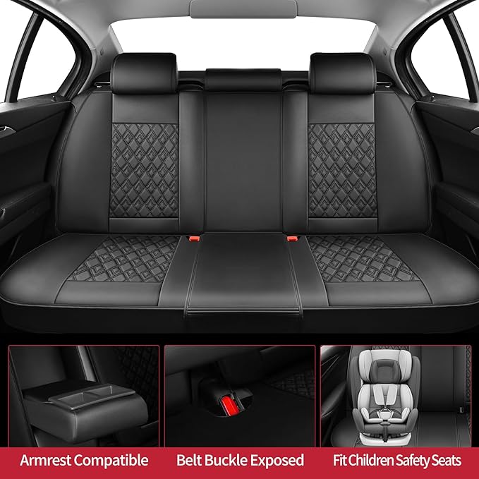 Fit Fj Cruiser Car Seat Covers for Toyota Fj Cruiser 2007-2013 2014 - Upgraded Premium Waterproof & Breathable Leather, Airbag Compatible, All-Weather Seat Cushion Protector (Full Set, Black)