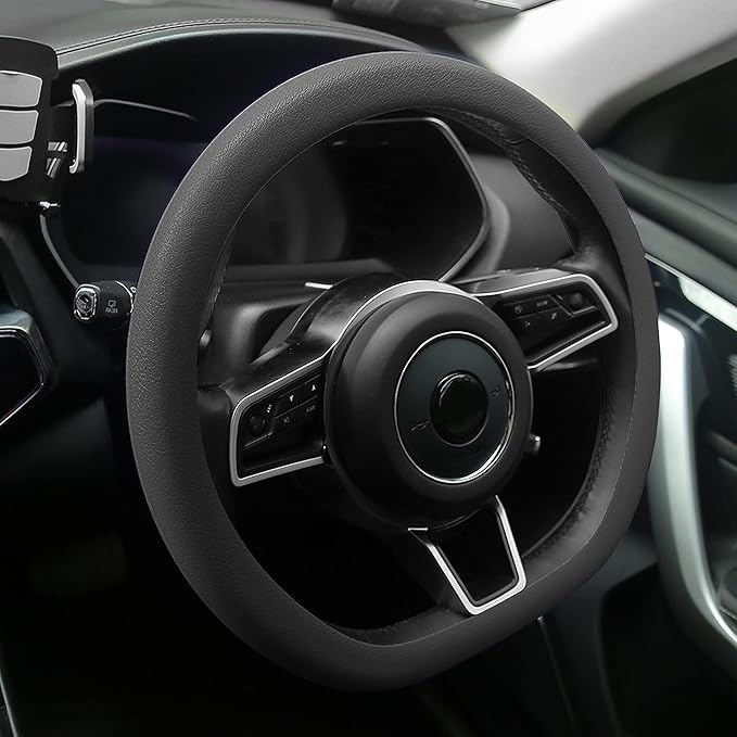Direct Silicone Auto Car Steering Wheel Cover 13"-15" / 33-38cm, with 4 pcs Air Vent Hook - Gray