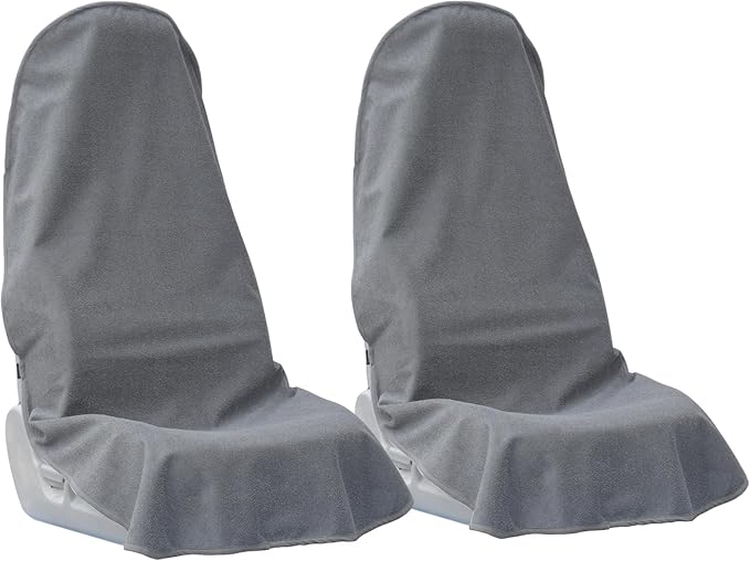 Car Seat Covers Universal Car Protective Front Seat Covers Washable Non-Slip Seat Protectors for Gym Workouts,Waterproof and Sweatproof Towel Seat Covers for Cars,Trucks, Jeeps (2 Pack Grey)