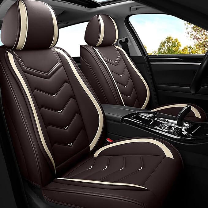 Car Seat Covers for Lexus ES 350 2007-2025, Premium Nappa Leather Car Seat Cover, Stylish Sport Seat Covers， Automobile Seat Cover Sets.(Standard 2 Seats/Coffee Color)