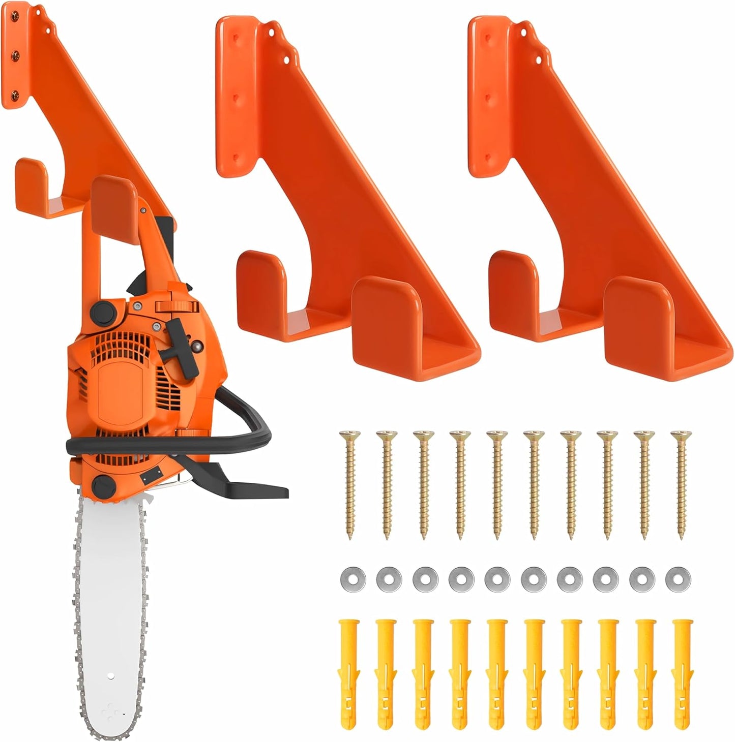 Chainsaw Hanger,1pcs Ideal for Adult Garage Tool Organizer. This Chainsaw Accessory Rust Proof Alloy Steel Construction with Powder Coating, Perfect Wall Mount Solution for Your Chainsaw.(orange)