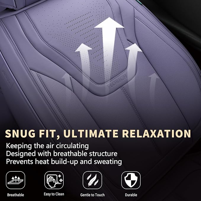 FLORICH Car Seat Cover Full Set, Automotive Seat Covers, Luxury Waterproof Leather Car Seat Protectors, Car Seat Cushions Universal Fit for Most Sedans SUVs Trucks - Purple
