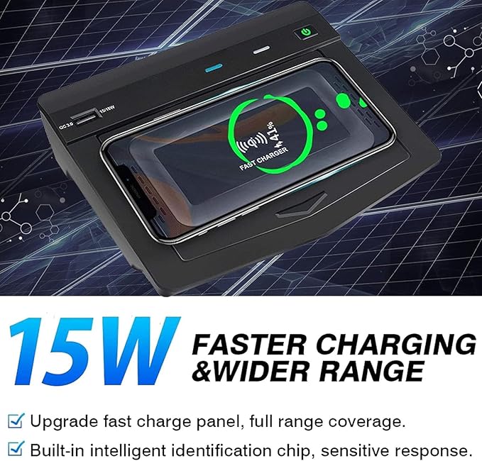 Wireless Car Charger for Cadillac XT4 2018 2019 2020 2021 2022 2023 2024 Support Original Car Center Console Accessory Panel 15W Fast Phone Charging Pad for Any Qi Enabled
