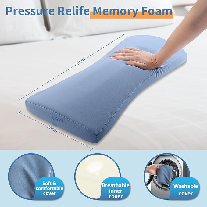 Lumbar Support Pillow for Bed: Memory Foam Lower Back Pain Relief Pillow for Sleeping, Ergonomic Waist Pillow for Side & Back Sleepers, Sciatica & Hip Pain Relief with Wedge Body Positioner Covers