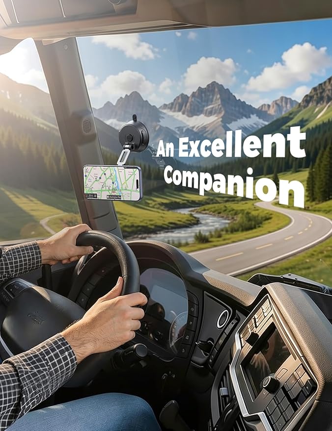JOYROOM Car Mount for iPhone, [Tri-Fold] MagSafe iPhone Car Mount, [Suction Pro+Gel Base] 360° Rotation iPhone Car Holder, Strong Magnet for iPhone 17 Pro Max and Other Series[Not for Charging]