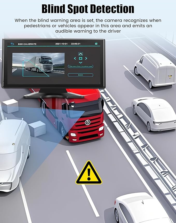 10.36" Wired Backup Camera System for Truck RV Trailer, 5 Channel Dash Cam with 5 1080P Cameras, Touch Screen Monitor, No Delay Signal, DVR Loop Recording, Smart BSD Alerts, IP69 Waterproof, 64GB