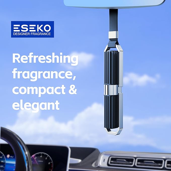 Car Air Freshener Hanging Diffuser – Elegant Green Scent – 1 Pendant & 5 Refill Sticks – Long Lasting Fragrance – Up to 5 Months – Car Odor Eliminator – Suitable for Car & Home – Car Accessories