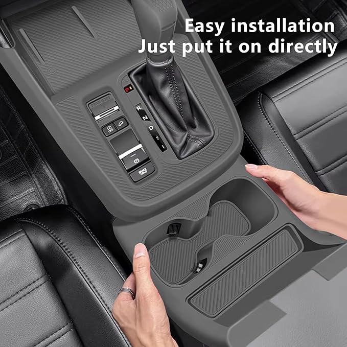 Temmis Center Console Silicone Organizer with Cup Holder for Honda CRV 2023-2026 (Gasoline Version), Full-Wrap Center Consel Electrostatic adsorption Cover for Honda CRV-Black