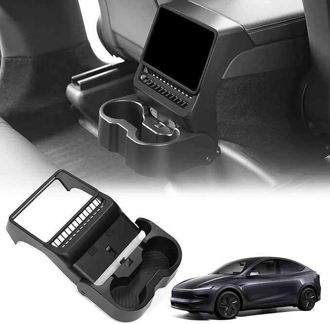 Rear Cup Holder for Tesla Model Y Juniper 2026/ Model 3 Highland 2025 2026, Rear Center Console Cup Drink Holder, No Drilling, Anti-Slip & Secure Fit Accessories for Model Y Juniper Back Seat