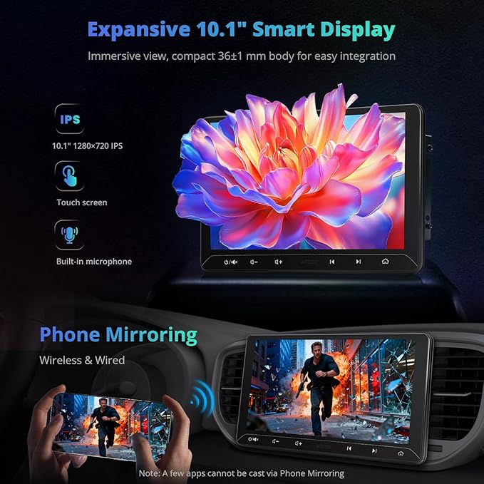 A5L 10.1 inch Android Double DIN Car Stereo, Wireless CarPlay & Android Auto, DriveChat AI, HDMI Out, IoT Control, Fast Boot, DSP 24-Band EQ, Head Unit with OBD2 Scanner, GPS Tracking