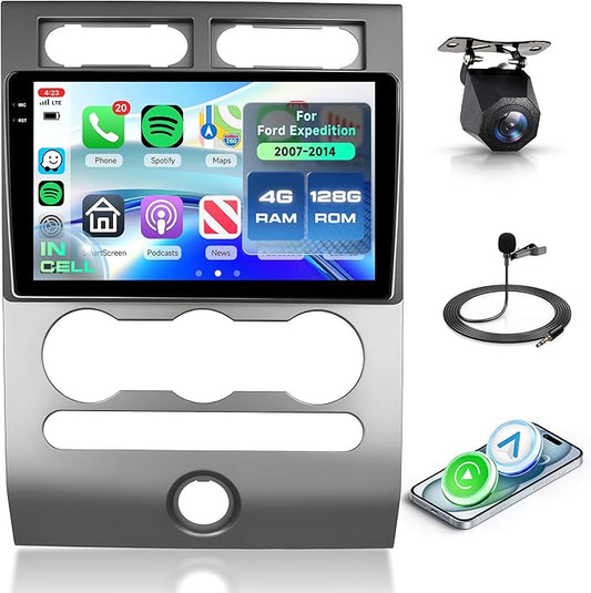 Rimoody 4G+128G Android 15 Car Stereo for Ford Expedition 2007-2014 (Manual A/C) Wireless Carplay Android Auto, 9'' in-Cell Screen Head Unit with GPS/Bluetooth 5.0/FM RDS/EQ/5G-WIFI Backup Camera SWC