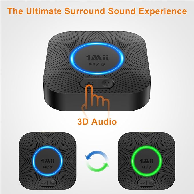 1Mii B06+ Bluetooth Receiver, Hi-Fi Wireless Audio Adapter, Bluetooth 5.3 Receiver with 3D Surround aptX HD aptX Low Latency for Home Music Streaming Stereo System