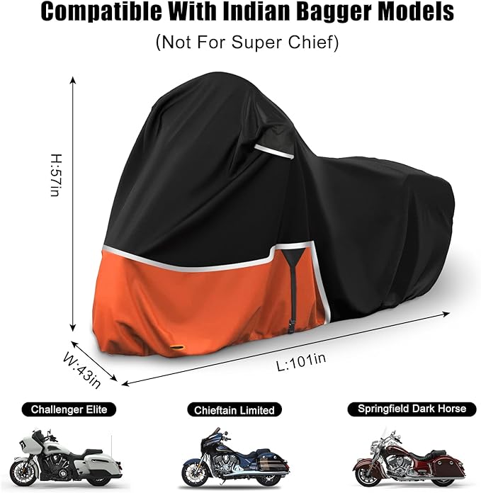 Waterproof Motorcycle Cover Replace for Indian Chieftain/Challenger, 420D Oxford Cloth Customized Motorcycle Cover for Snow Rain Dust Protection