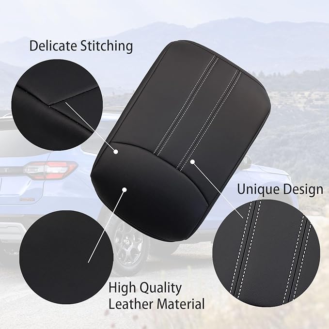 Center Console Pad Armrest Box Cover Compatible with 2023 2024 2025 Honda Pilot Accessories, Black Leather Protector Accessories for Pilot Armrest Pad Automotive Center Console Soft Cushion