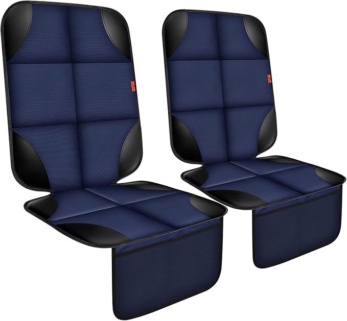 XHYANG Car Seat Protector 1 Pack Car Seat Cushion Mat Thickest Padding,Waterproof 600D Fabric Car Seat Covers for Non-Slip Backing Mesh Pockets for Baby and Pet (Blue, 2 Pcs)