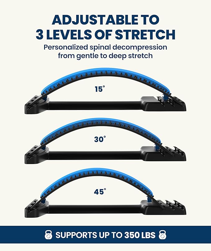 Everlasting Comfort Lumbar Support Board Back Stretcher for Lower Pain Relief - Adjustable Spine Decompression with 88 Acupressure Nodes - Back Cracking Device with Chair Strap for Posture Correction