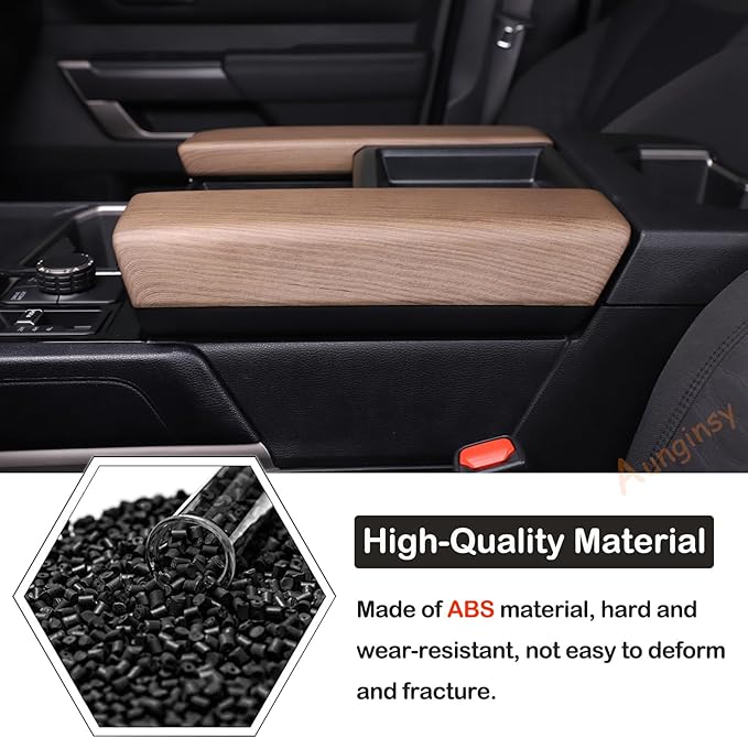 Car Center Console Armrest Protector Cover Compatible with Toyota Tundra 2022+ & Sequoia 2023+, Central Armrest Seat Storage Box Cover Cushion Lid Protector Pad Waterproof Anti-Scratch ABS Accessories