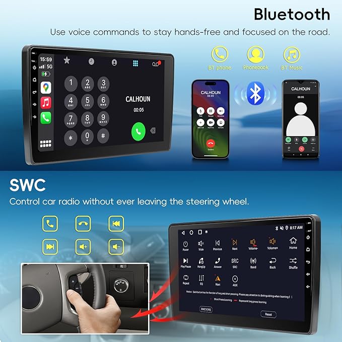 Car Radio Stereo for Chevy Silverado 2007-2013 GMC Sierra Yukon,2+64G Android 13 Touch Screen Radio with Wireless CarPlay Android Auto Bluetooth GPS Navigation Backup Camera
