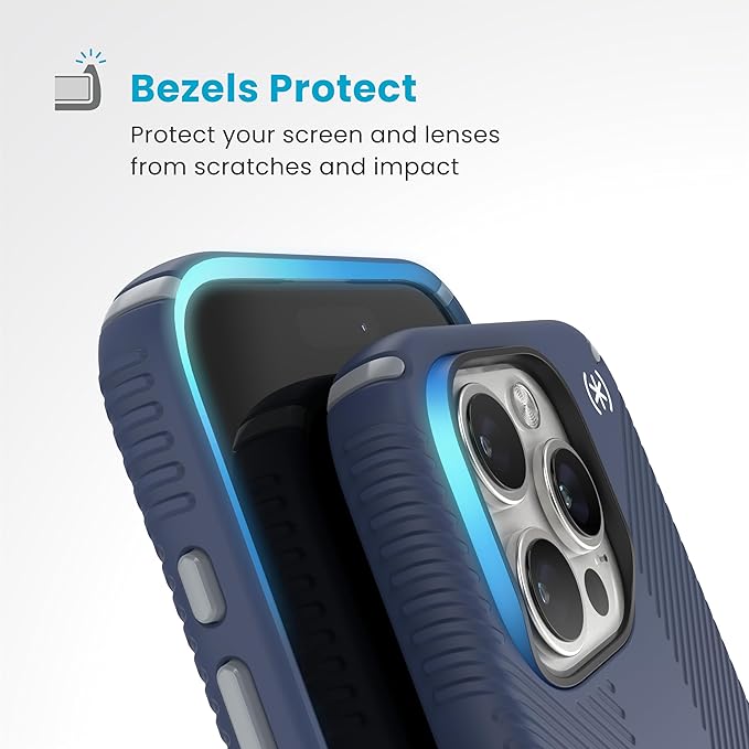 Speck Blue iPhone 16 Pro Case MagSafe and ClickLock - Slim Phone Case iPhone 16 Pro - iPhone 16 Pro Phone Case - Presidio 2 Grip - Coastal Blue/Dust Grey