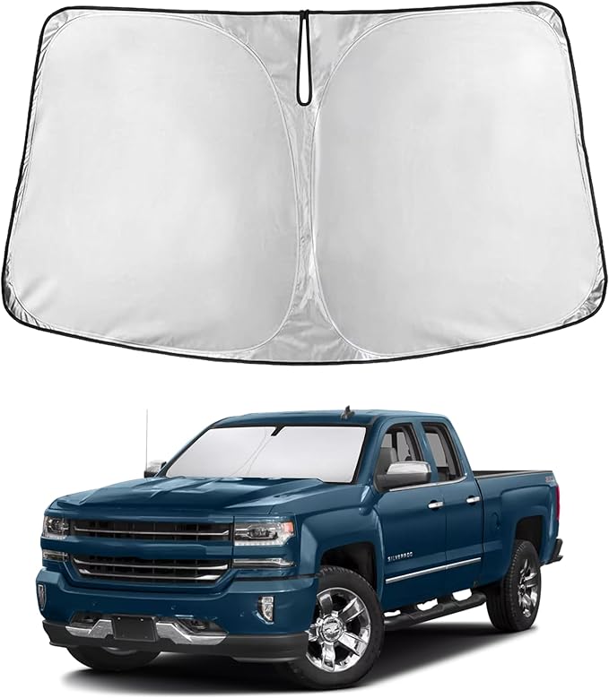 EcoNour Windshield Sunshade Compatible for Chevrolet Silverado/GMC Sierra 1500 2500 3500 2014-2019, Front Windshield Sun Shade Cover, UV Heat Heat Protector, Car Sun Visor Interior Accessory