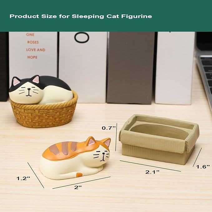 Miniature Cat Figurine kit Mini Resin Statue for Office Desk Figurine Organizer for Nightstand Garden Fairy Accessories Deco Car Dashboard Gift for Cat Lovers