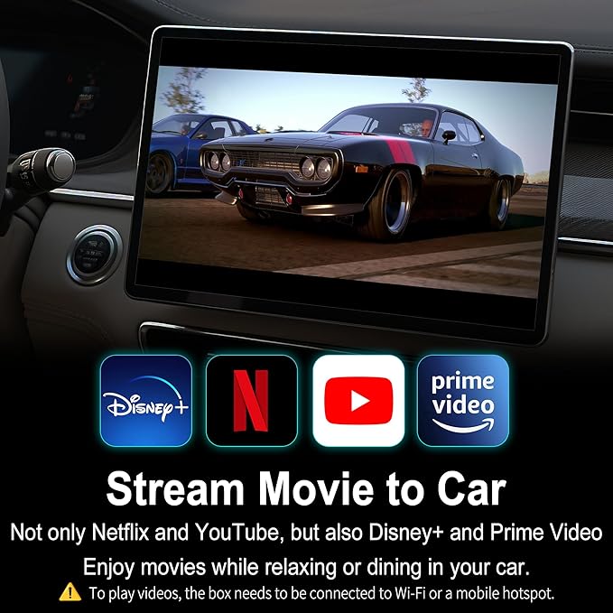 CarPlay AI Box 2025 Upgrade – Magic Box 3.0 with Wireless CarPlay & Android Auto, Bult-in Netflix, YouTube, Disney+, Prime Video | 5.8GHz WiFi, Auto Connect | for OEM Wired CarPlay Cars & Motorcycles