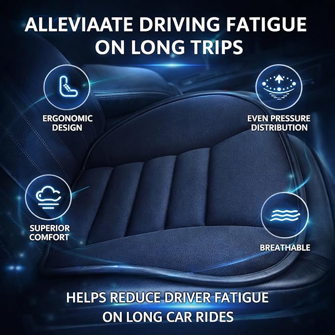 Car Seat Cushion Pad for Driving, Chair Cushion for Office/Truck with Memory Foam, Seat Cushion Comfortable and Durable Black