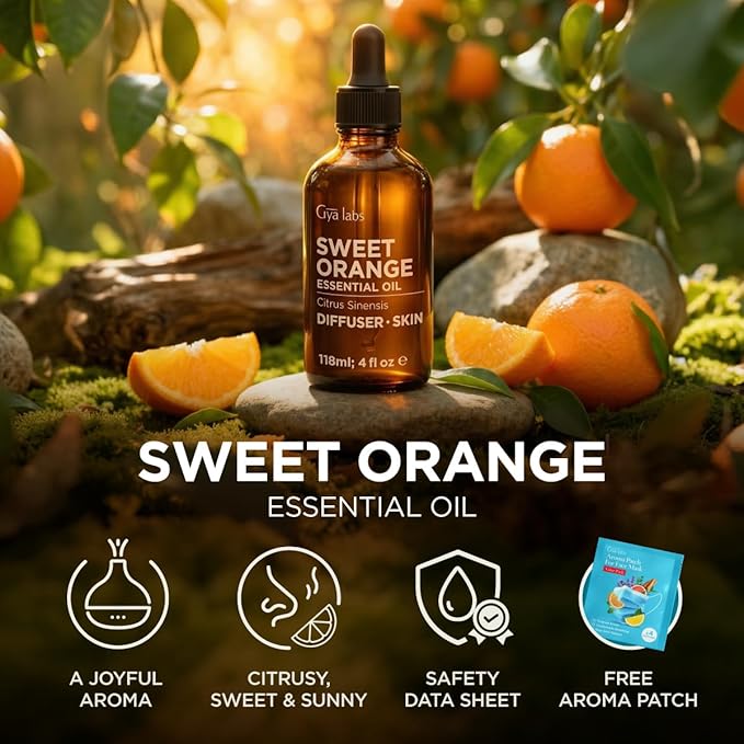 100% Pure Orange Essential Oil - 4 Fl Oz - Orange Oil for Hair, Skin, Diffuser, Aromatherapy & DIY Candle Making Scent