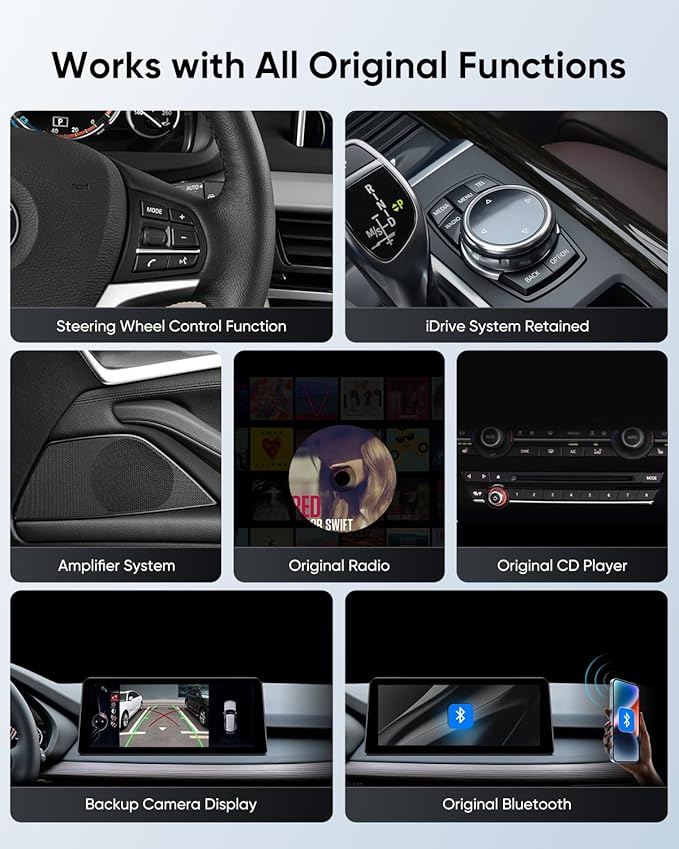 12.3-Inch Car Stereo GPS Navigation System for BMW X5 F15 X6 F16 (2014-2017) NBT System, Wireless CarPlay Android Auto Upgrade Factory Radio Bluetooth WiFi Touch Screen