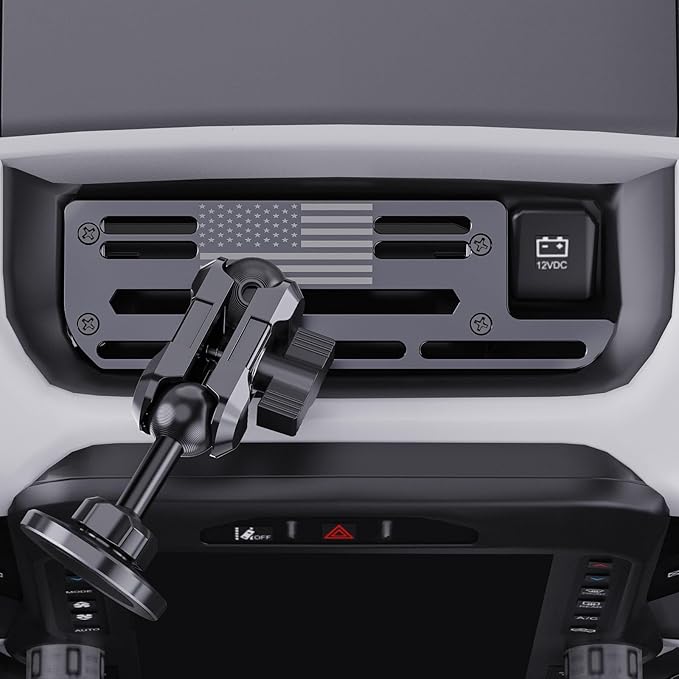 Stainless Steel Phone Mount for 2019+ Ram 1500/2500/3500/TRX, Magnetic & Clamp Dual Heads, All-Metal Shakeproof Unique America Flag Design OEM Screw Hole Dash Mount Install Super Stable