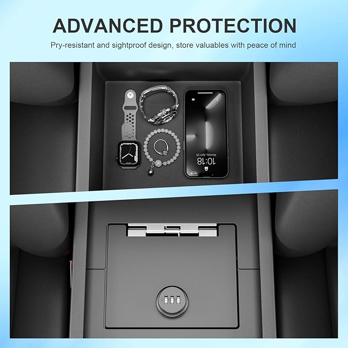 SZYANG Center Console Safe Lock Box Compatible with 2025 2026 Toyota 4Runner Armrest Secure Vault Carbon Steel Safe Storage Box Replacement for 2025 2026 Toyota 4Runner Accessories