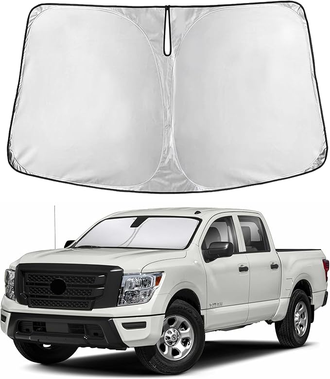 EcoNour Windshield Sunshade Compatible for Nissan Titan 2020-2022 2023 2024, Sun Visor for Front Windshield & Window Sun Shade Cover, UV Heat Blocker & Protector, Car Accessories
