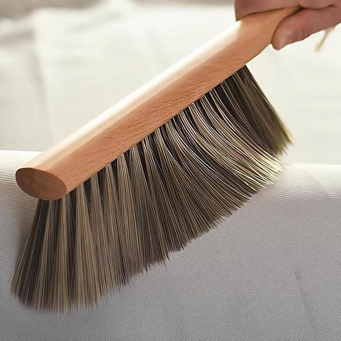 Soft Bristle Hand Brush Wooden Handle for Woodworking Shop Bench, Sawdust Removal Non-Scratch 14 Inch Long (Brown)