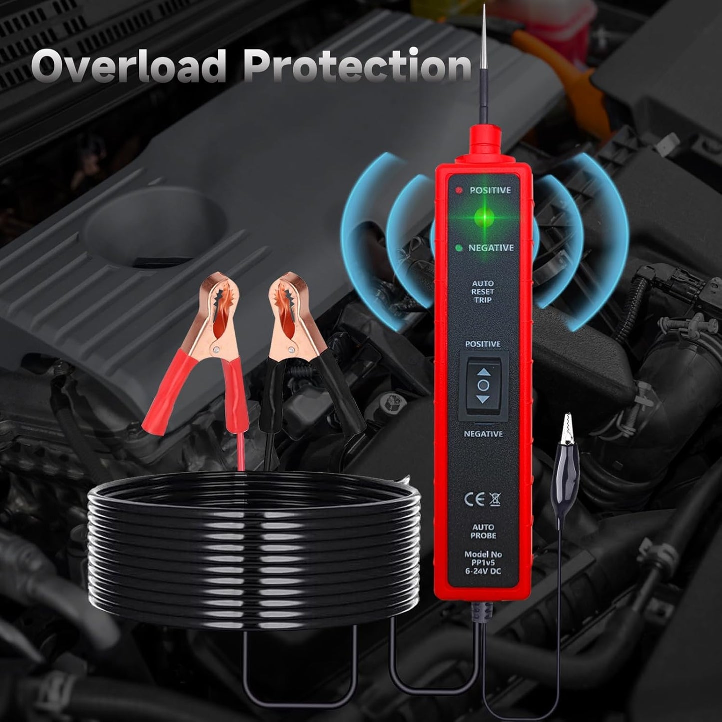 Automotive Car Circuit Tester 12V 24V DC Power Probe Tester with Overload Protection 12V Short Circuit Finder with Test Light for Continuity Testing Grounding Checking