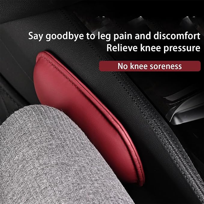 Mandark Car Knee Cushion Pad, Leather Memory Foam Vehicle Door Armrest Pillow for Leg Elbow, Comfort Auto Interior Center Console Thigh Support Mat Accessories, Universal for Most Cars (Red)