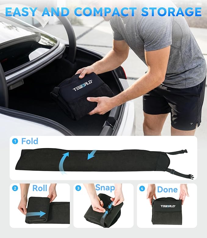 Car Seat Towel | Premium Microfiber Towel Seat Covers for Cars - Universal Fit & Waterproof | Sweatproof & Machine Washable Non-Slip Car Seat Towel Cover After Gym, Beach, Yoga (Black, 2 Pack)