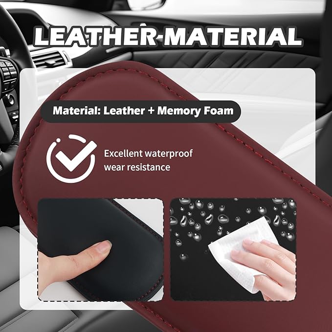2PCS Leather Car Door Armrest Pad with Memory Foam,Comfort Car Elbow Rest Pad for Soothing Sore Elbows & Knees,Self-Stick Car Arm Rest Cover Pad Fit for Doors/Armrests Boxes (Black)