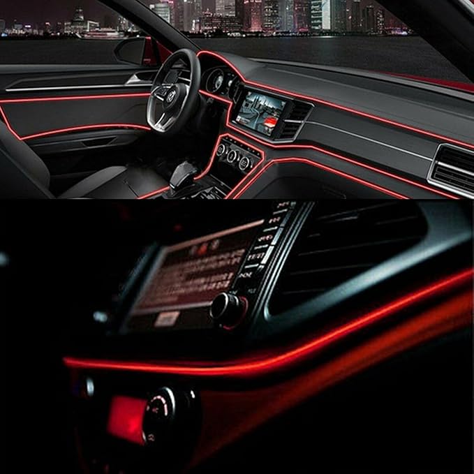 Riloer El Wire Lights for Car, Interior Neon Lights Strip Car LED Strip Light Interior for Car Garden Party Decoration, Car Ambient Lighting Kits, 3m/9.8ft Blue LED