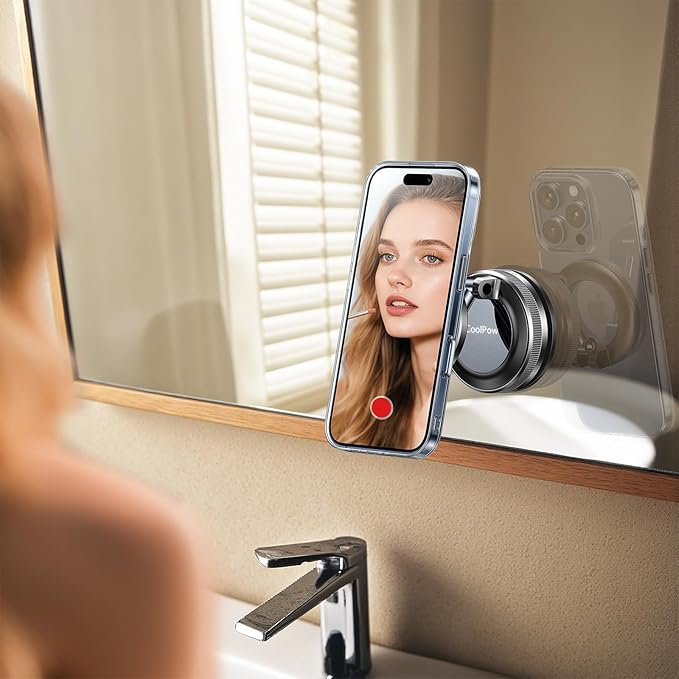 Coolpow【Newest Vacuum Magnetic Phone Holder for Car Phone Holder Mount【Movable Vacuum Suction】 Magsafe Car Mount Cell Phone Holders for Your Car Accessories for Women Men for iPhone 17 16 15 14 Kits