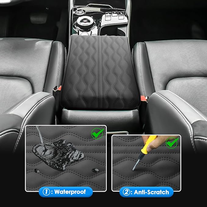 2025 2026 Sportage Accessories Center Console Cover for Kia Sportage (LX/EX/X-Line/SX/SX Prestige/X-Pro/X-Pro Prestige), Waterproof&Cushion Leather Cover 2025 Sportage Accessories (Padded)